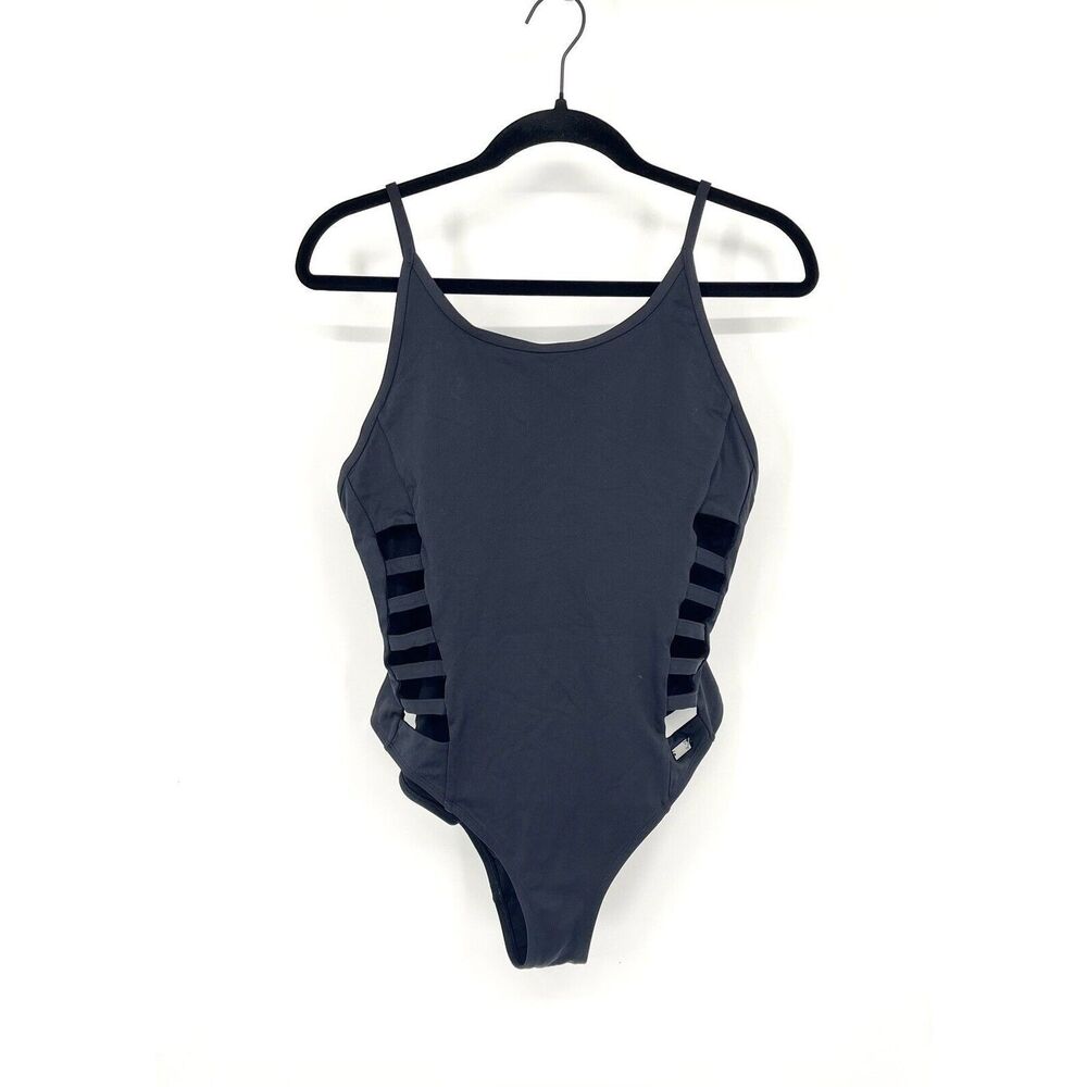 Gymshark Horizon Women’s One Piece Black Swimsuit With Strappy Cutouts Size XL